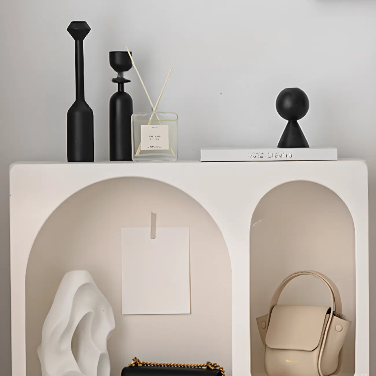 White Wooden Dining Hutch Display Cabinet with Shelves Image - 8 | homeyfad