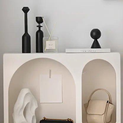 White Wooden Dining Hutch Display Cabinet with Shelves Image - 8