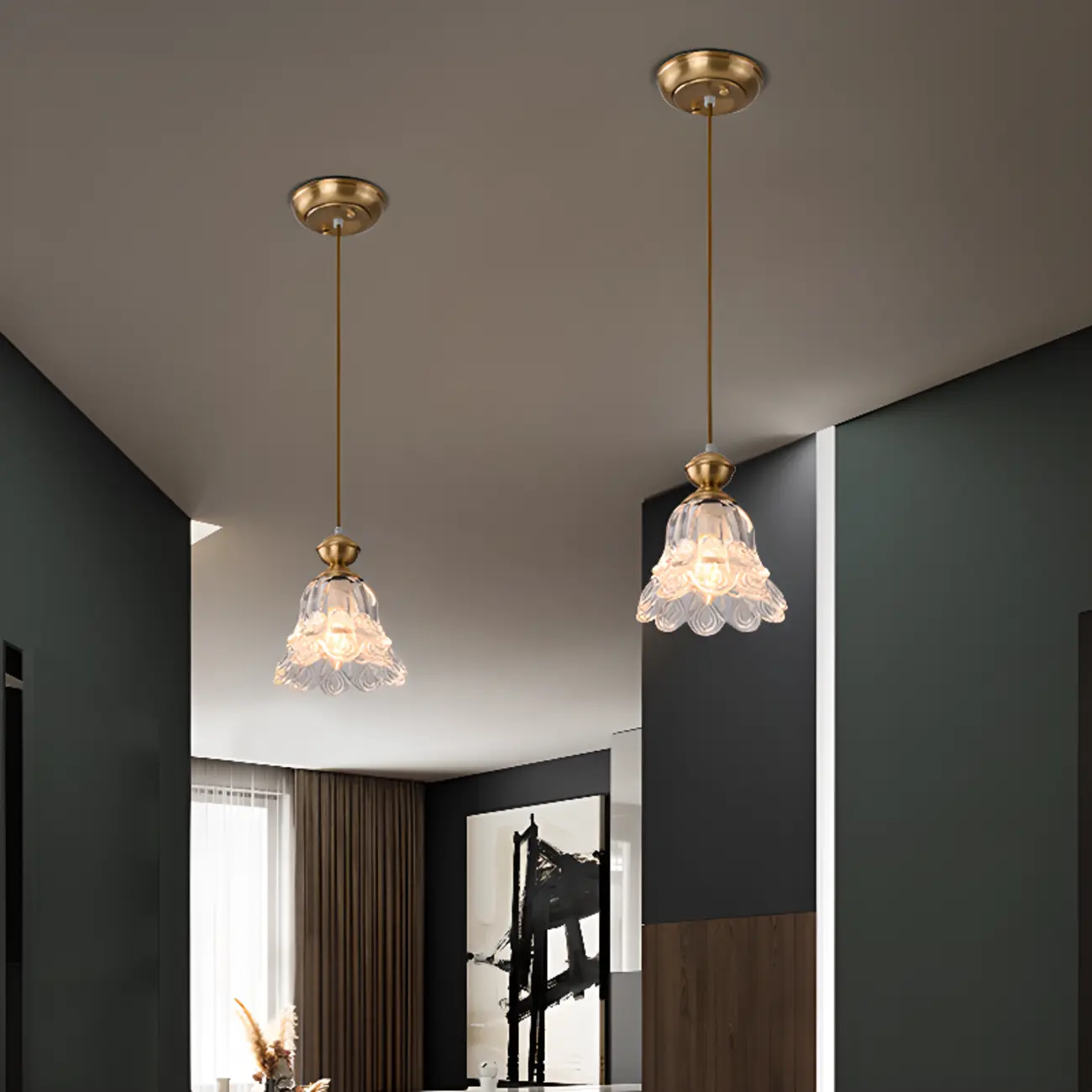 Indoor Clear Glass Pendant Lights Fixture with Adjustable Height Image - 2 | homeyfad