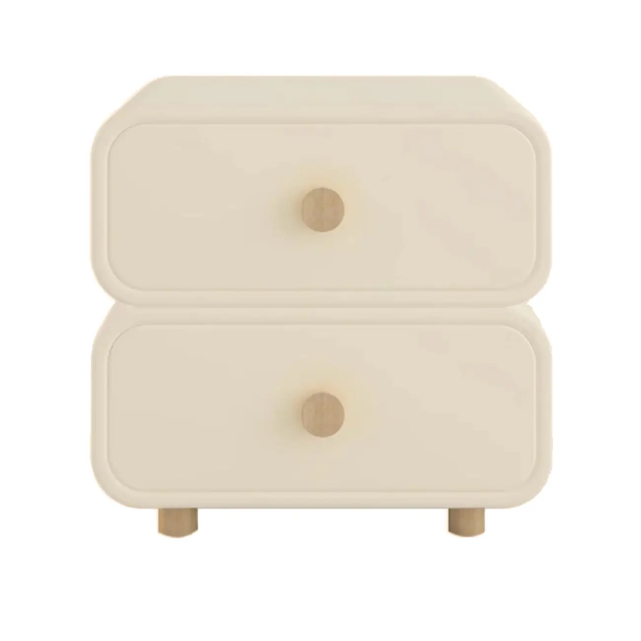 Bedroom Off-White Wooden Two Drawer Nightstand Image - 10 | homeyfad