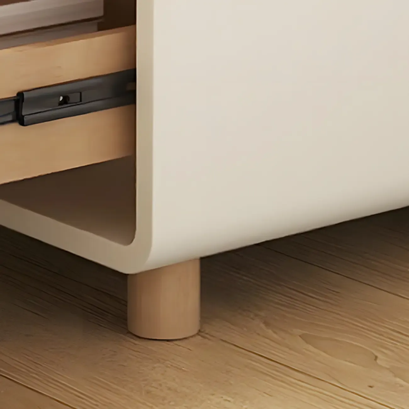 Bedroom Off-White Wooden Two Drawer Nightstand Image - 17