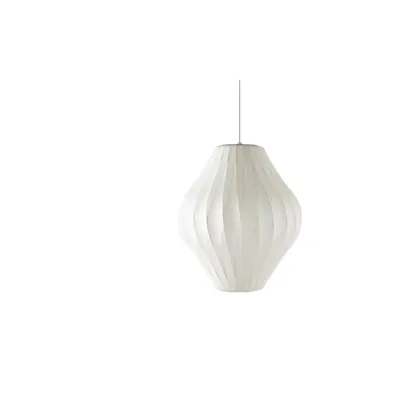 Geometric Silk Pendant Light for Bedside Adjustable Height Image - 6