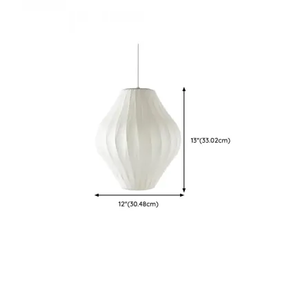 Geometric Silk Pendant Light for Bedside Adjustable Height Image - 11