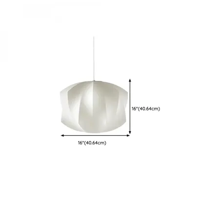 Geometric Silk Pendant Light for Bedside Adjustable Height Image - 13