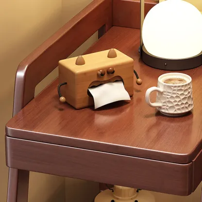 2-Tier Mobile Wooden Sofa Side Table with Storage Shelf Image - 8