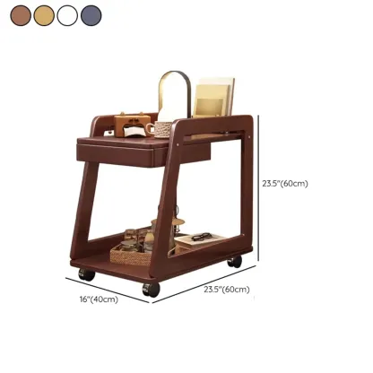 2-Tier Mobile Wooden Sofa Side Table with Storage Shelf #size