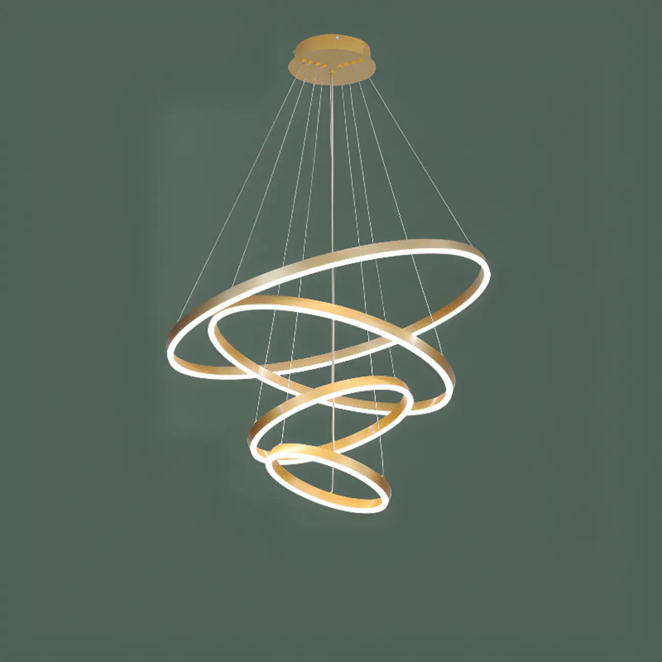 Circle Modern Tiered Remote LED Ring Chandelier for Stairway  Image - 3 | homeyfad
