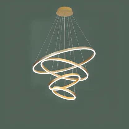 Circle Modern Tiered Remote LED Ring Chandelier for Stairway  Image - 3