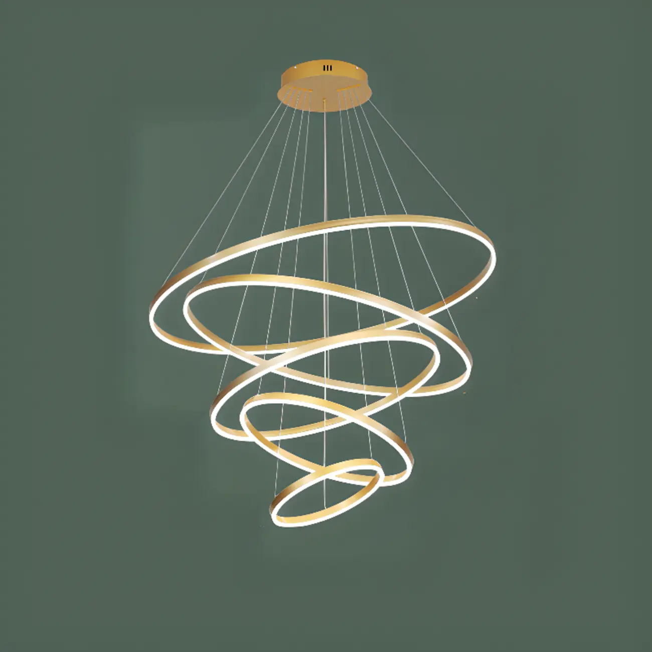 Circle Modern Tiered Remote LED Ring Chandelier for Stairway  Image - 5 | homeyfad