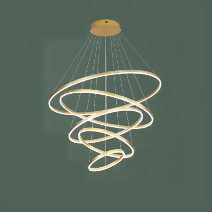 Circle Modern Tiered Remote LED Ring Chandelier for Stairway  Image - 5