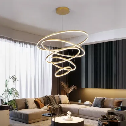 Circle Modern Tiered Remote LED Ring Chandelier for Stairway  Image - 6
