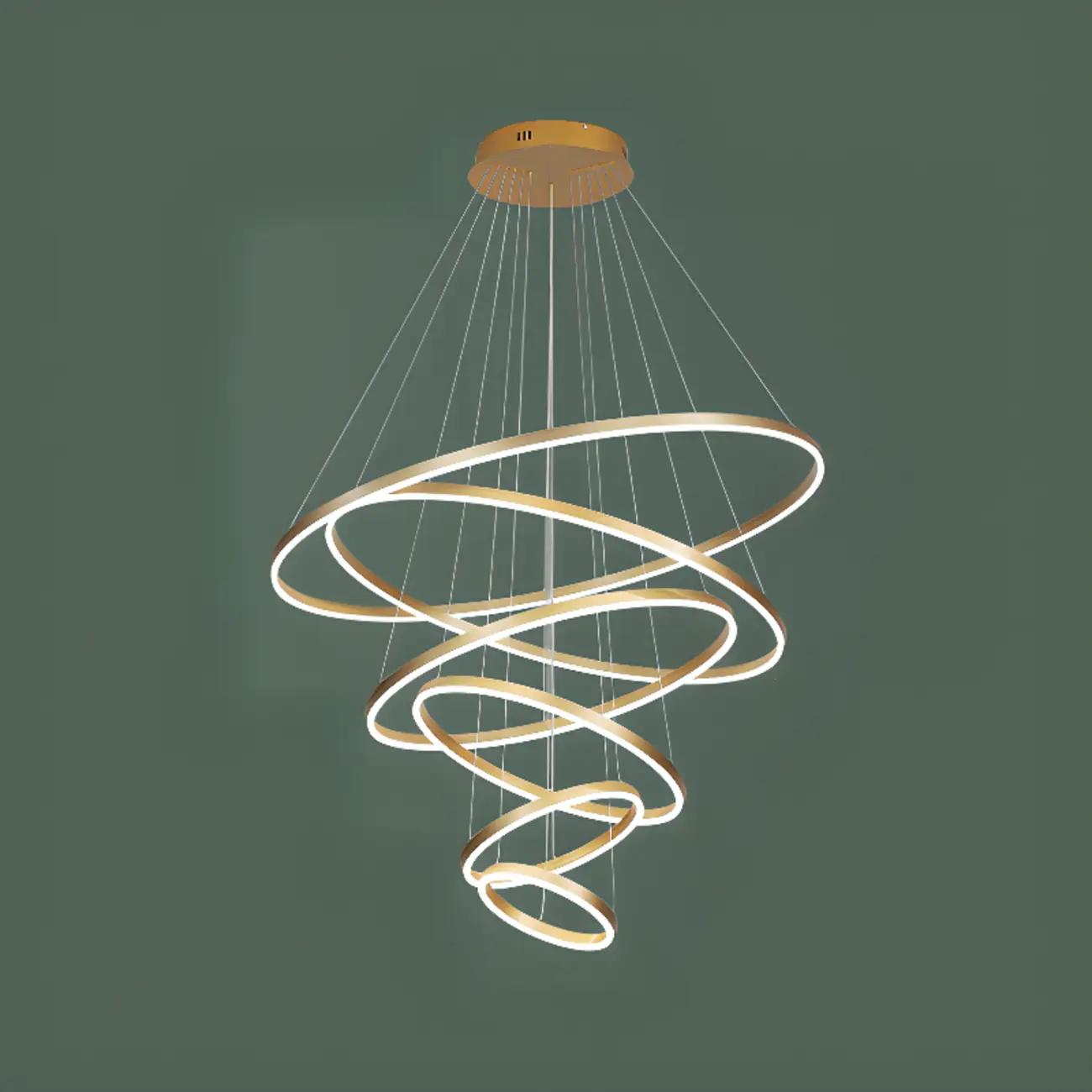 Circle Modern Tiered Remote LED Ring Chandelier for Stairway  Image - 7 | homeyfad