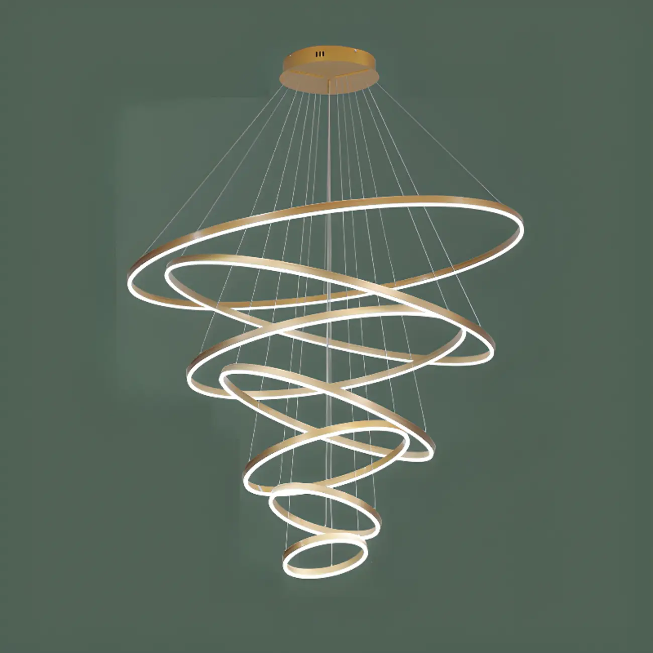 Circle Modern Tiered Remote LED Ring Chandelier for Stairway  Image - 9 | homeyfad