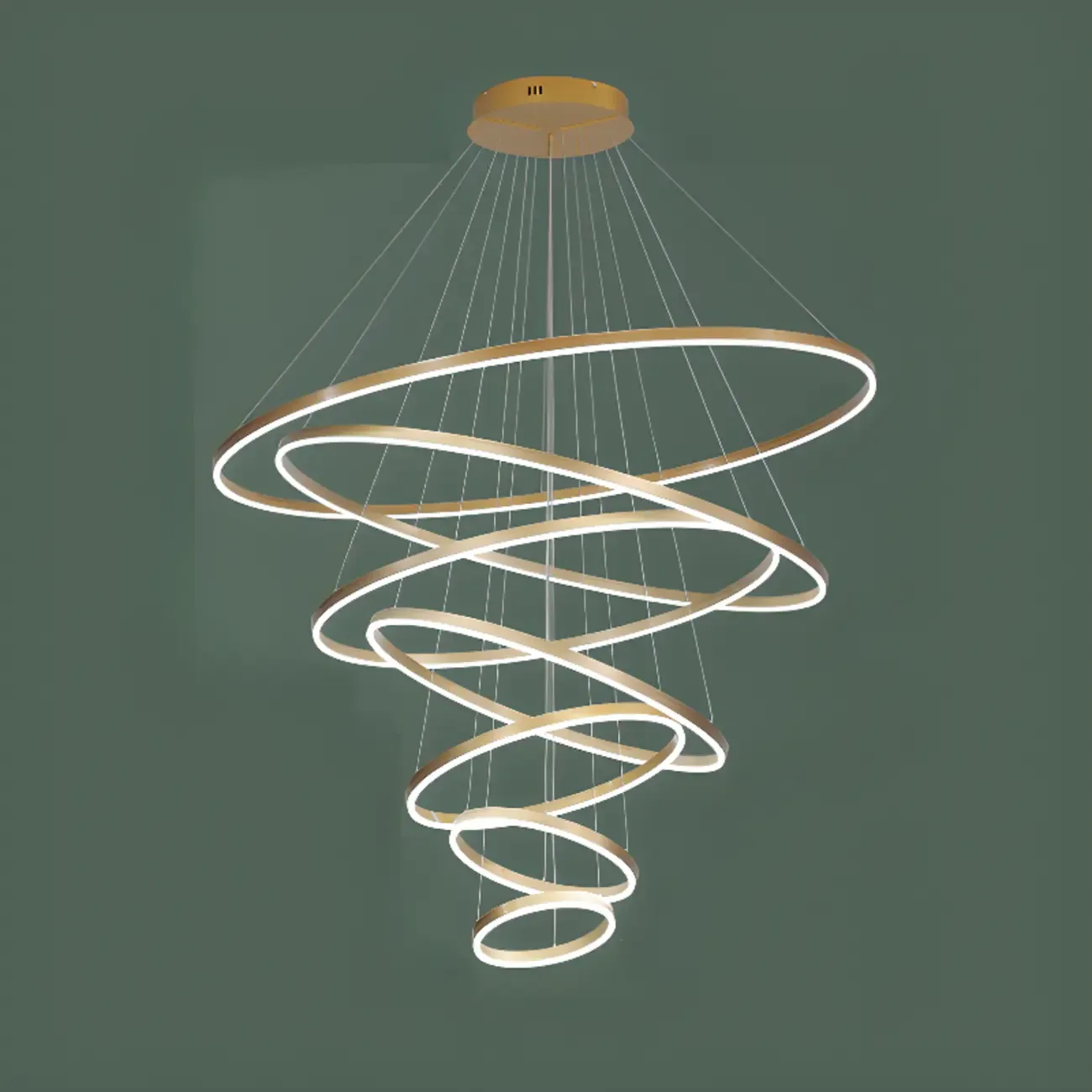 Circle Modern Tiered Remote LED Ring Chandelier for Stairway  Image - 9