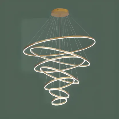 Circle Modern Tiered Remote LED Ring Chandelier for Stairway  Image - 9