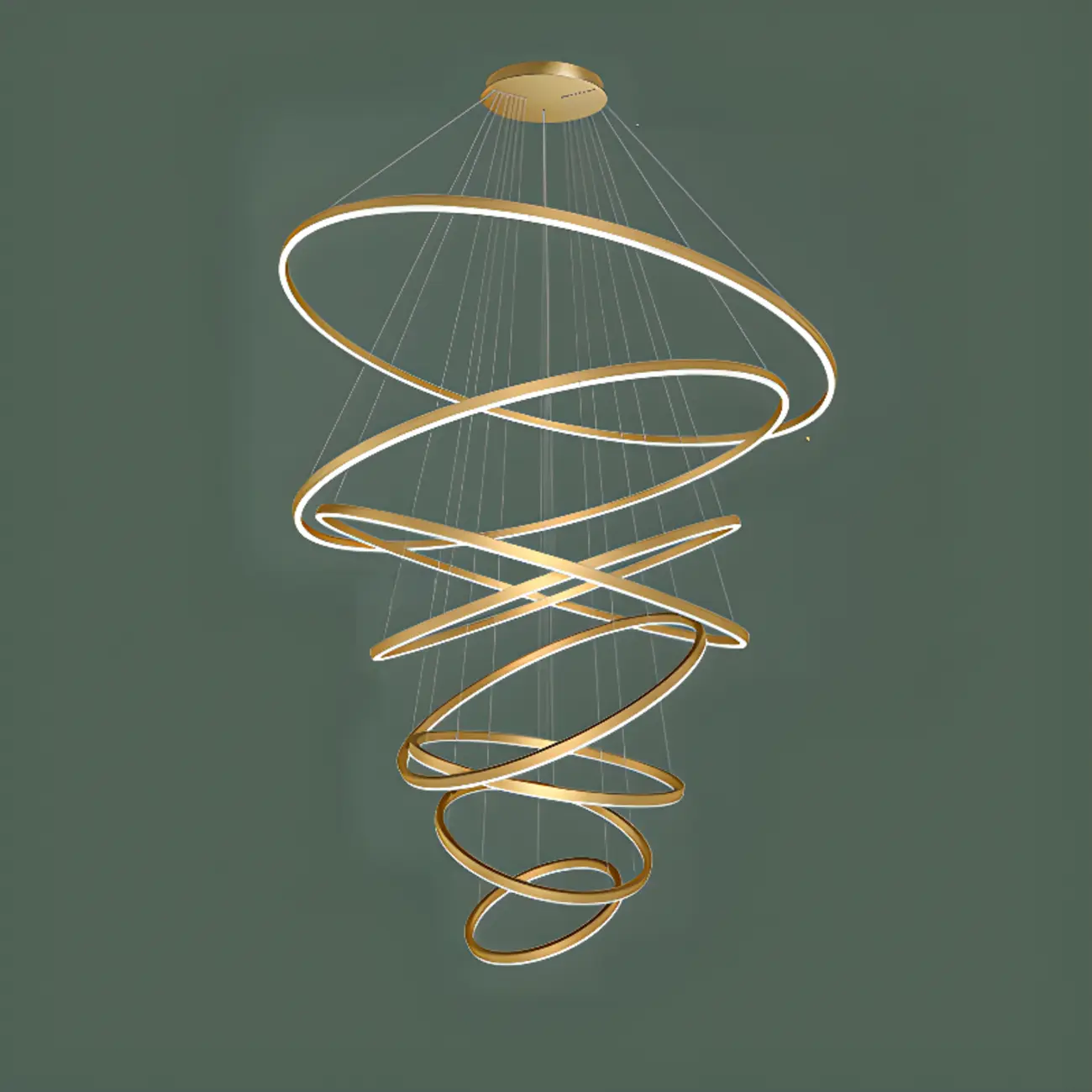 Circle Modern Tiered Remote LED Ring Chandelier for Stairway  Image - 11 | homeyfad