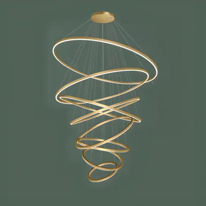 Circle Modern Tiered Remote LED Ring Chandelier for Stairway  Image - 11