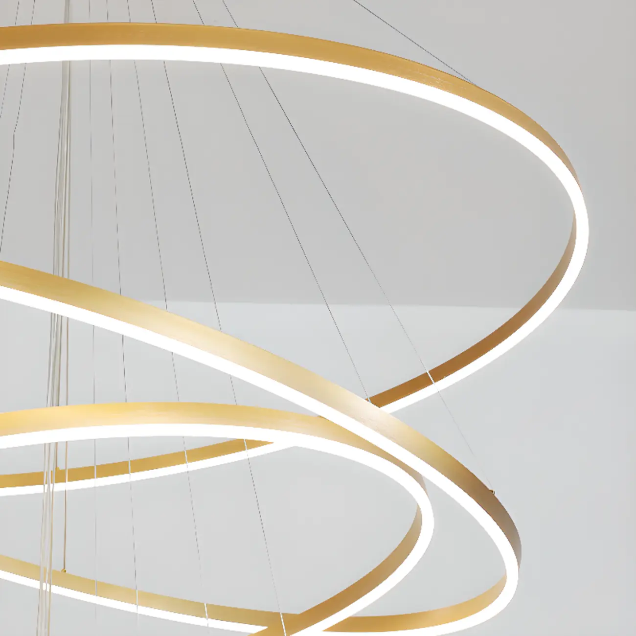 Circle Modern Tiered Remote LED Ring Chandelier for Stairway  Image - 12 | homeyfad