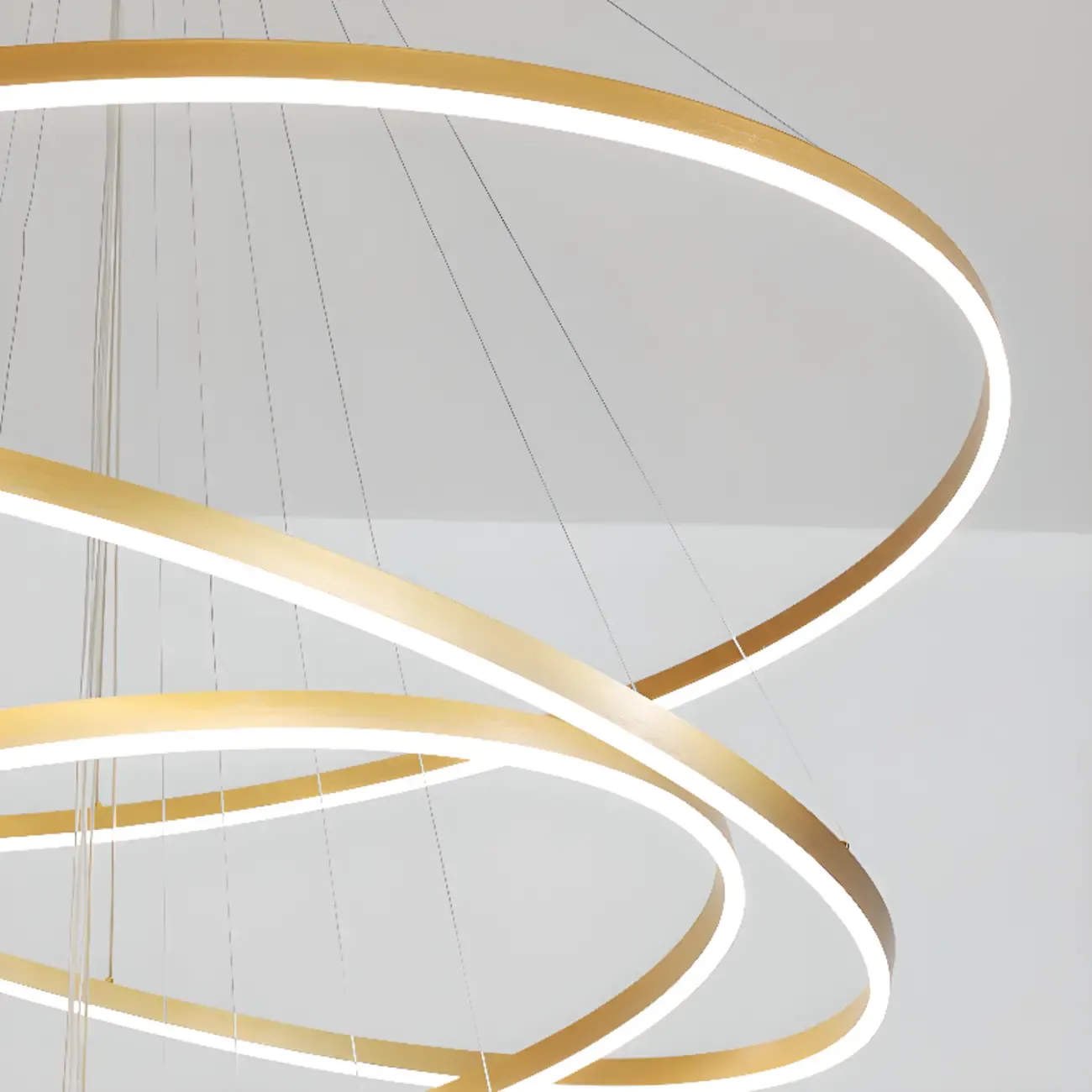 Circle Modern Tiered Remote LED Ring Chandelier for Stairway  Image - 12