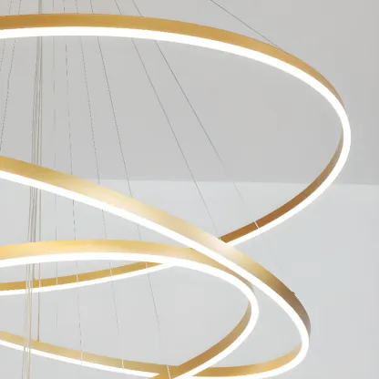 Circle Modern Tiered Remote LED Ring Chandelier for Stairway  Image - 12