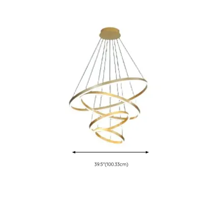Circle Modern Tiered Remote LED Ring Chandelier for Stairway  Image - 15