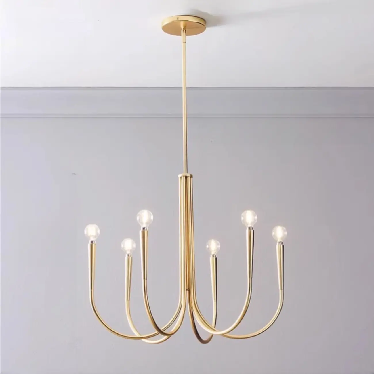 Gold Geometric Modern 6-Light Chandelier for Indoor Decor  Image - 2 | homeyfad