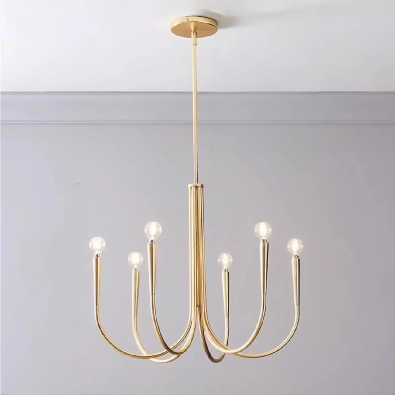 Gold Geometric Modern 6-Light Chandelier for Indoor Decor  Image - 2