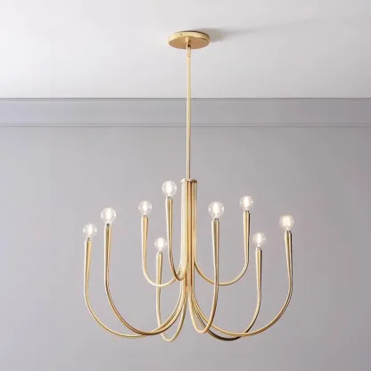 Gold Geometric Modern 6-Light Chandelier for Indoor Decor  Image - 3