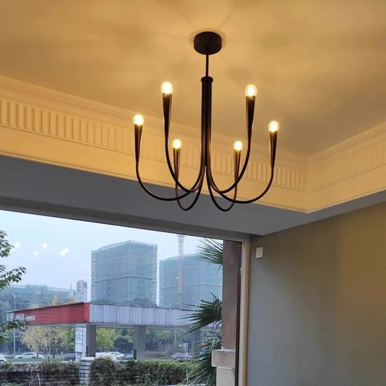 Gold Geometric Modern 6-Light Chandelier for Indoor Decor  Image - 6 | homeyfad