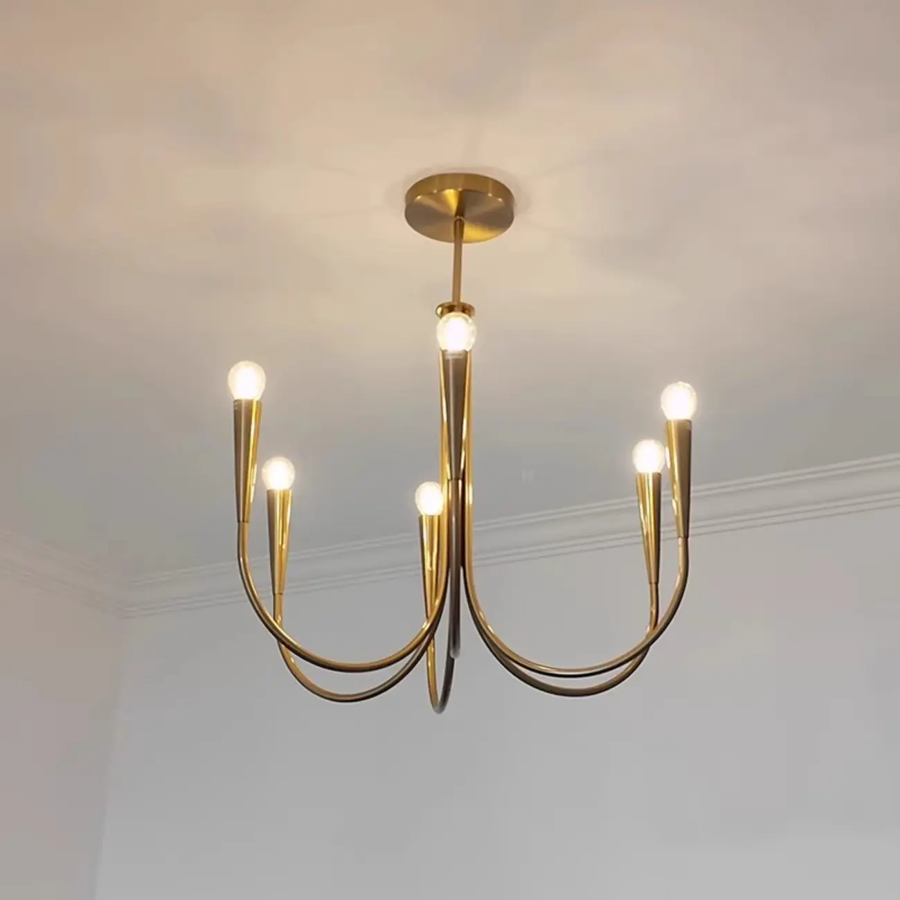 Gold Geometric Modern 6-Light Chandelier for Indoor Decor  Image - 8 | homeyfad