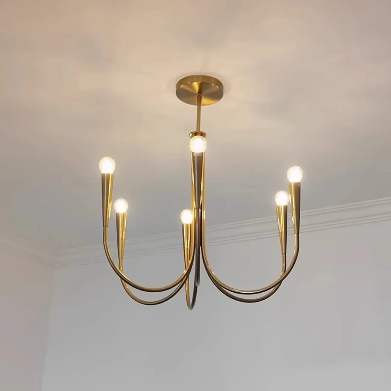 Gold Geometric Modern 6-Light Chandelier for Indoor Decor  Image - 8