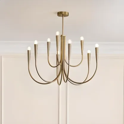 Gold Geometric Modern 6-Light Chandelier for Indoor Decor  Image - 10