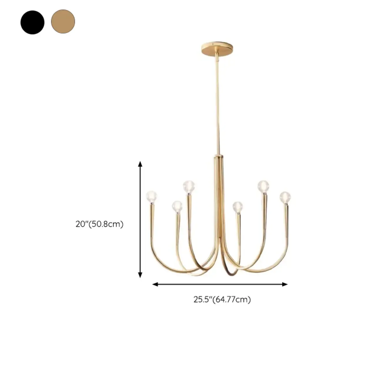 Gold Geometric Modern 6-Light Chandelier for Indoor Decor  #size
