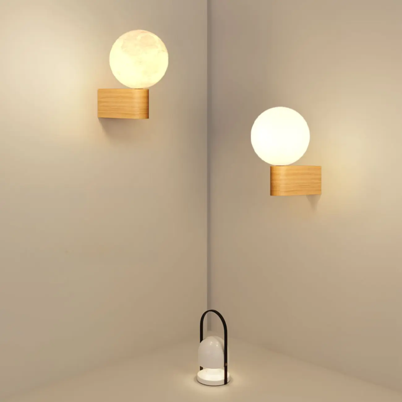 Modern Wood and Acrylic Globe Wall Sconce for Bedroom  Image - 1 | homeyfad