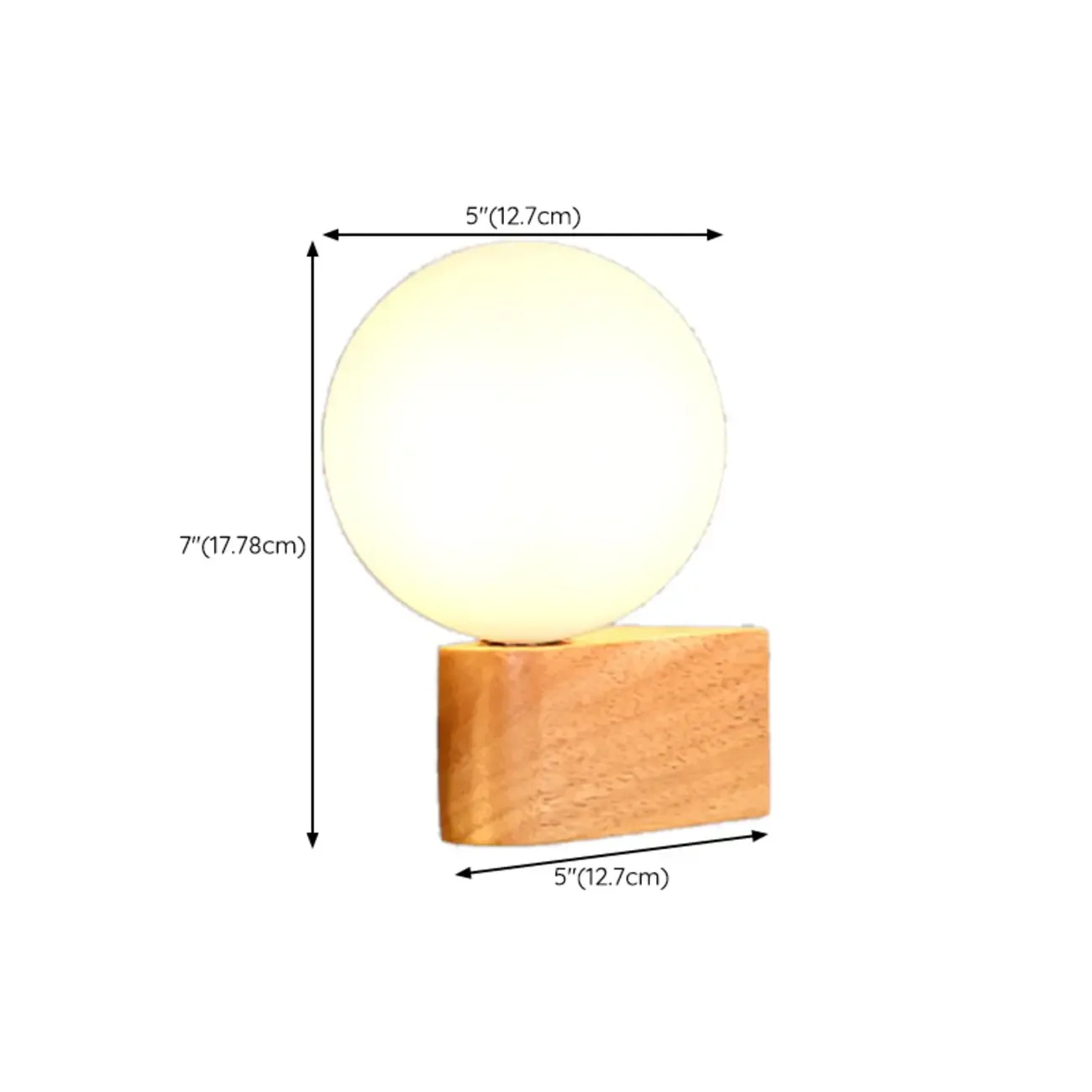 Modern Wood and Acrylic Globe Wall Sconce for Bedroom  #size