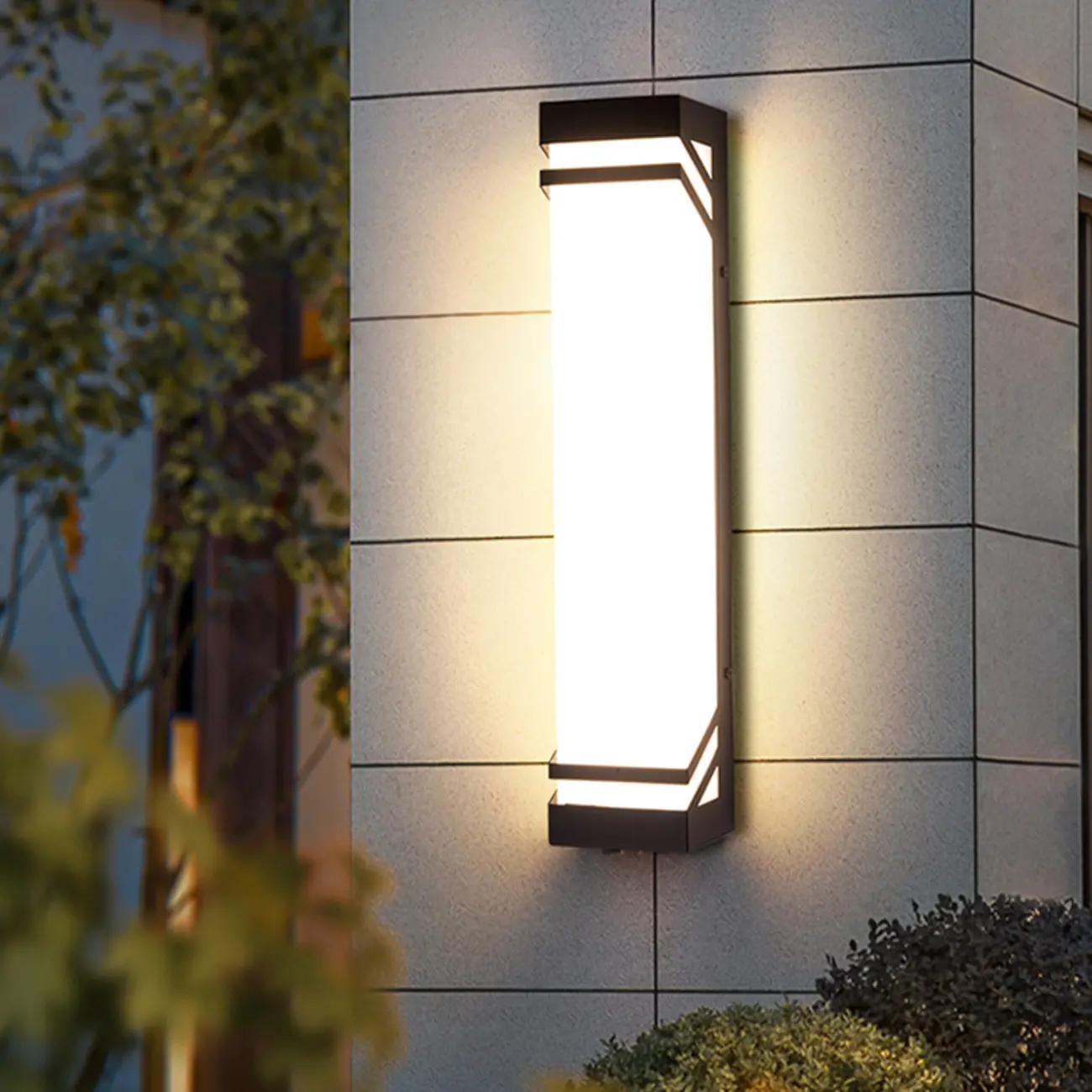 Modern Square 2-Light Remote Outdoor Wall Sconce Dimmable Image - 1 | homeyfad