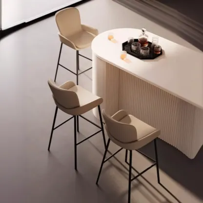 Coffee Bucket Four Legs Leather Counter Bar Stools Image - 5