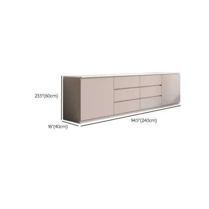 Modern Long White Wood TV Stand with Drawers Image - 17