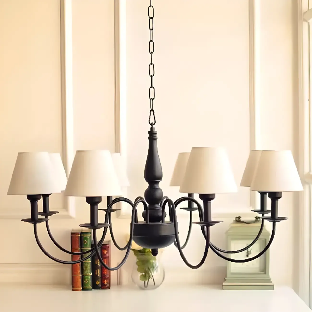 3-8 Lights Modern Classic Metal and Fabric Chandelier Light Image - 2