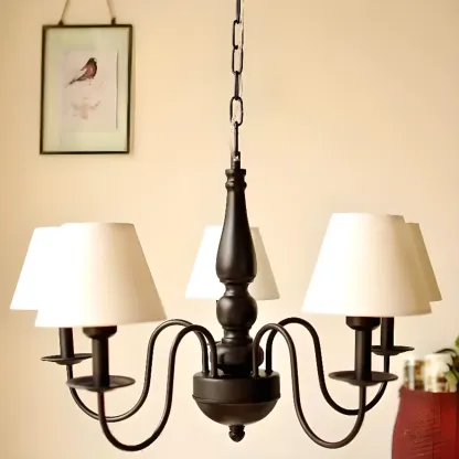 3-8 Lights Modern Classic Metal and Fabric Chandelier Light Image - 3