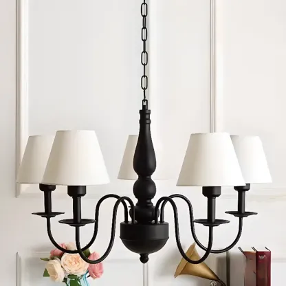 3-8 Lights Modern Classic Metal and Fabric Chandelier Light Image - 4