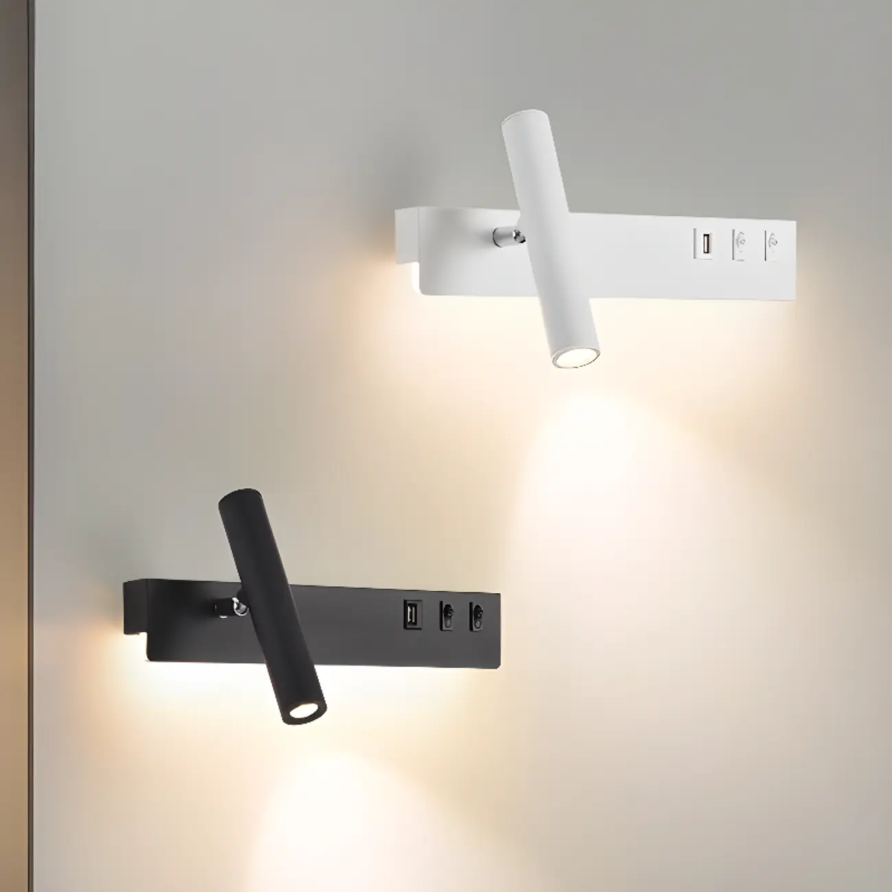 Minimalist Modern Wall Sconce with USB & Rotatable Spotlight  Image - 1 | homeyfad