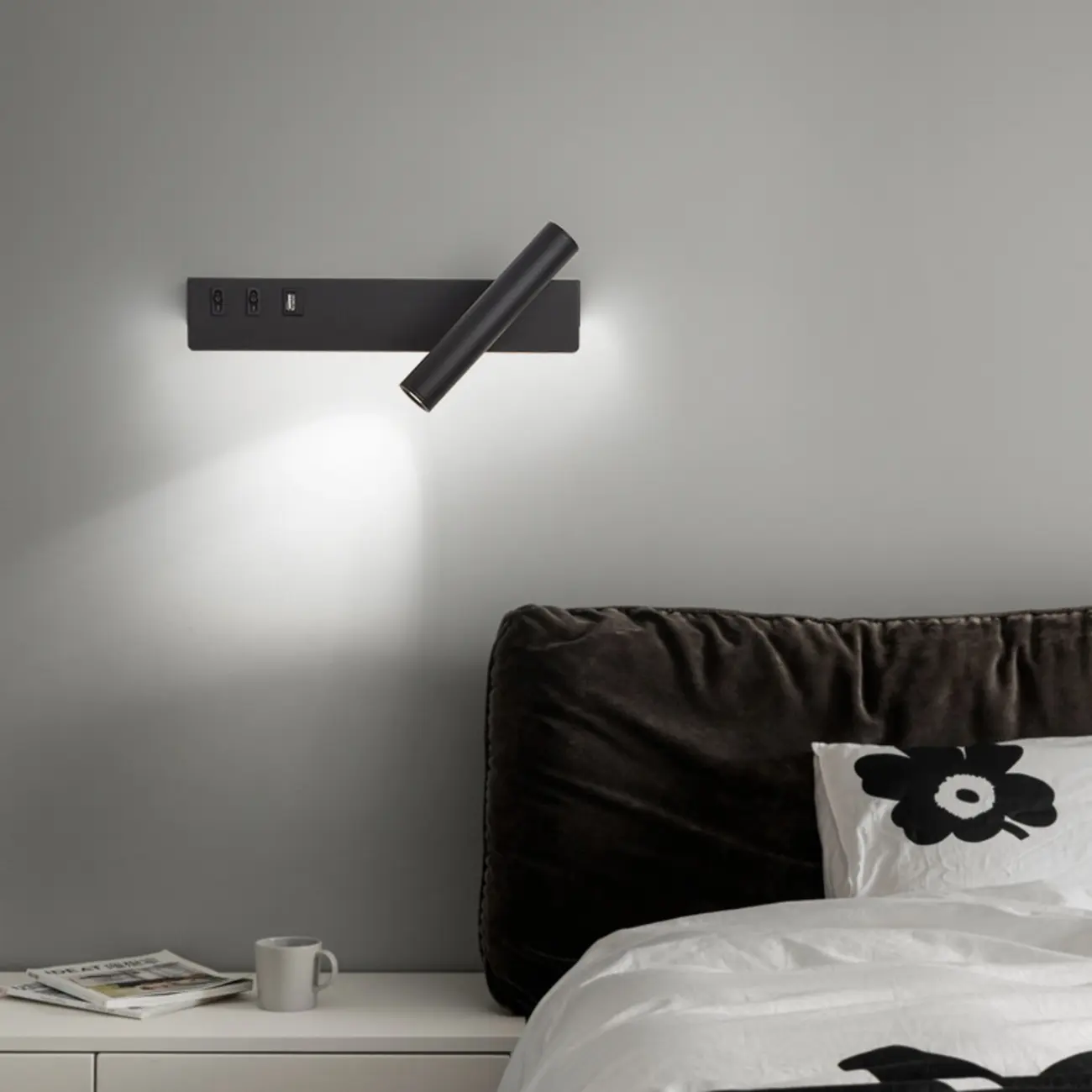 Minimalist Modern Wall Sconce with USB & Rotatable Spotlight  Image - 2 | homeyfad