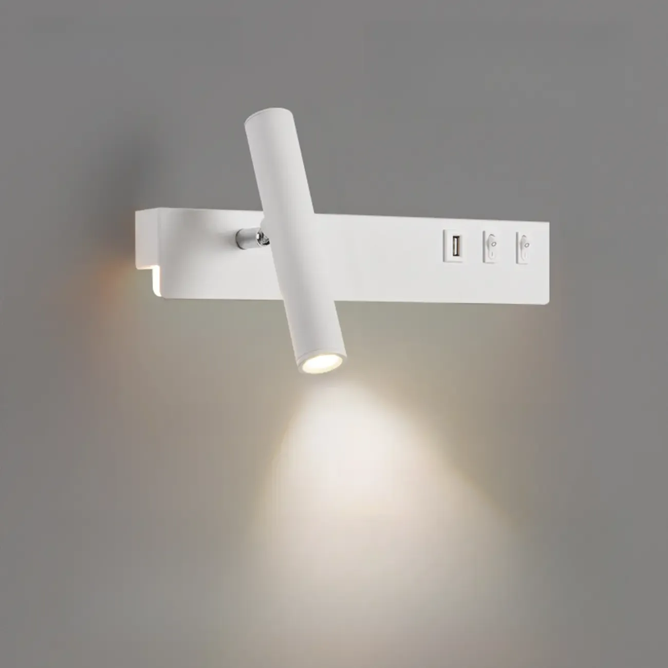 Minimalist Modern Wall Sconce with USB & Rotatable Spotlight  Image - 14