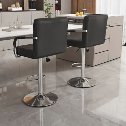 Adjustable Rectangle Leather Armrest Swivel Bar Stools Image - 5