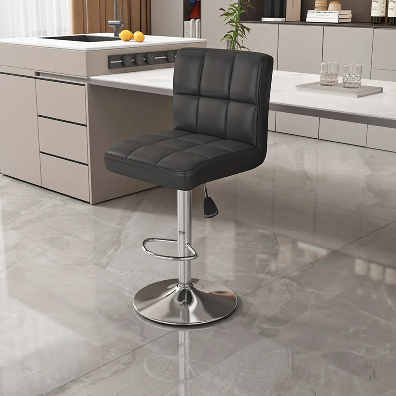 Adjustable Rectangle Leather Armrest Swivel Bar Stools Image - 11 | homeyfad