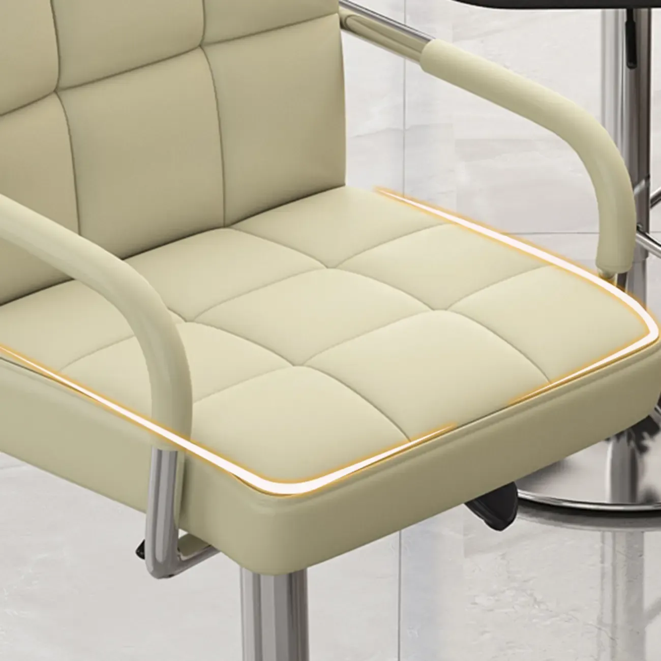 Adjustable Rectangle Leather Armrest Swivel Bar Stools Image - 12