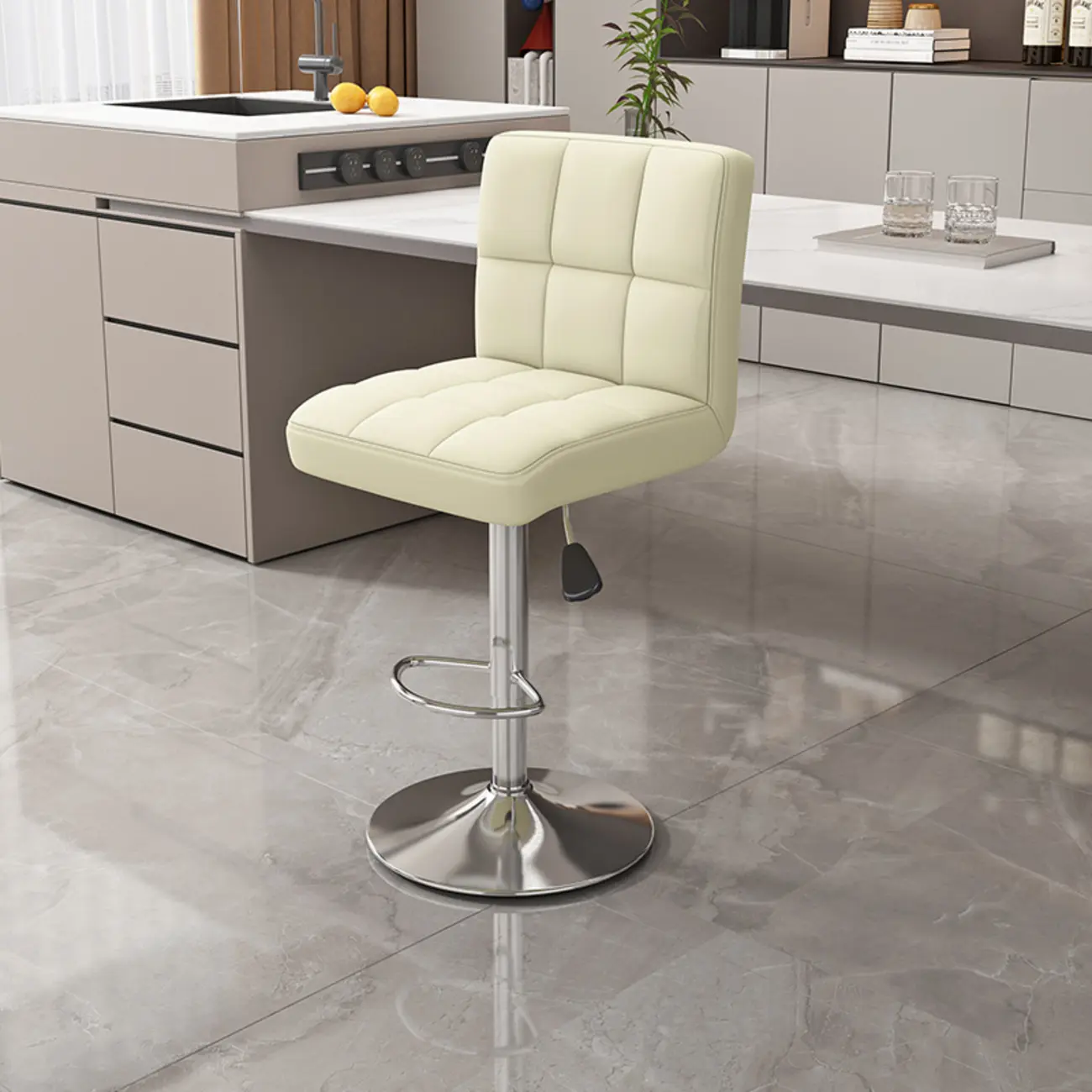 Adjustable Rectangle Leather Armrest Swivel Bar Stools Image - 14 | homeyfad