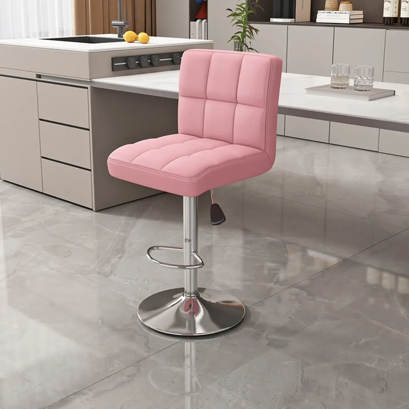 Adjustable Rectangle Leather Armrest Swivel Bar Stools Image - 15