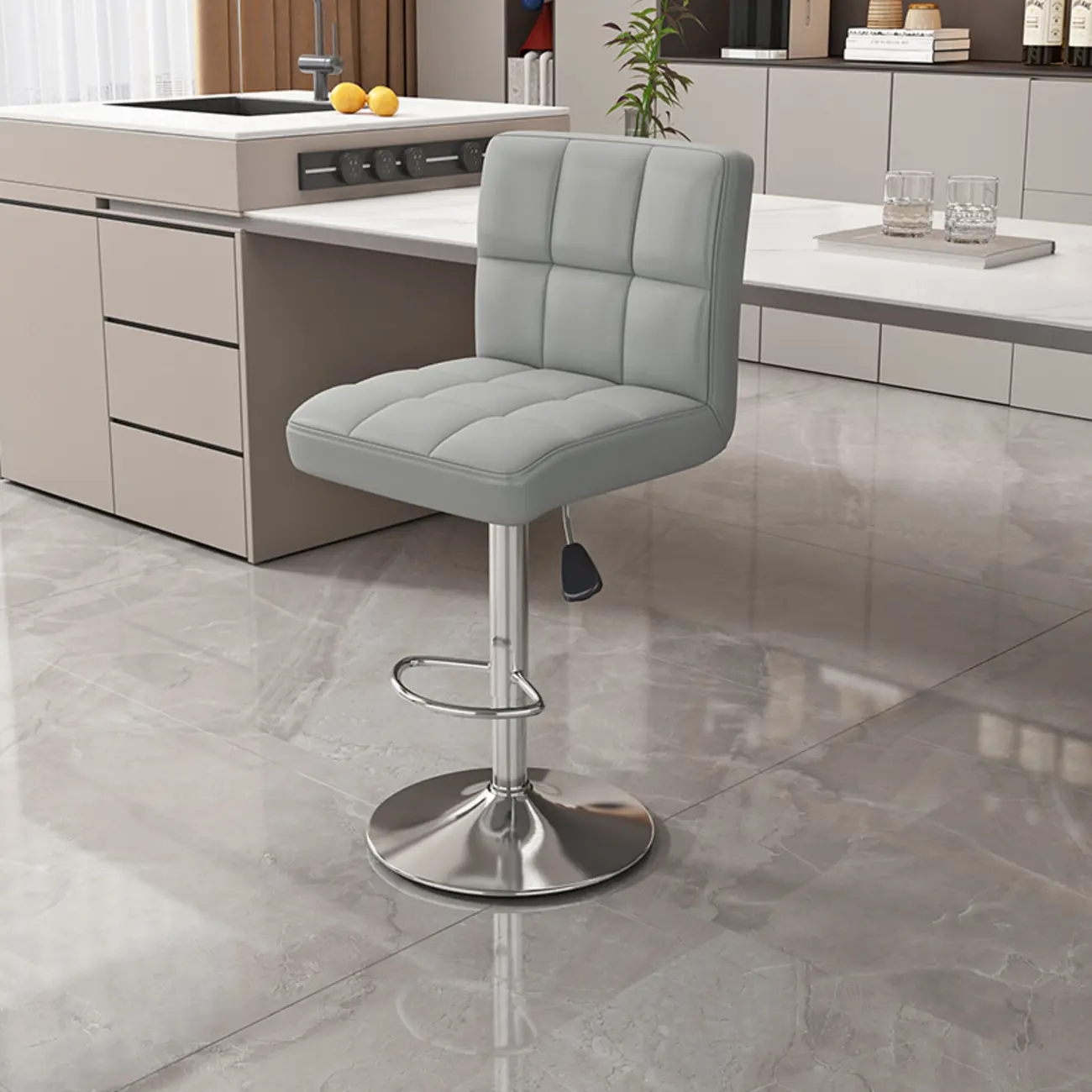 Adjustable Rectangle Leather Armrest Swivel Bar Stools Image - 16 | homeyfad